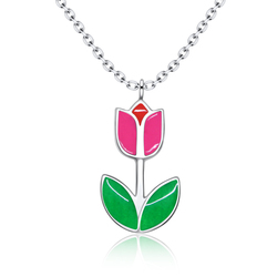 Pretty Tulip Silver Necklace SPE-3367 (FL1+FL3+FL4)
